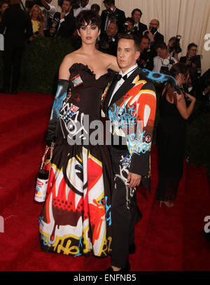 New York, , USA. 4th May, 2015. Singer KATY PERRY and designer JEREMY SCOTT attend the Costume Institute Benefit gala celebrating the opening of the new exhibit of 'China: Through the Looking Glass' held at the Metropolitan Museum of Art. Credit:  Nancy Kaszerman/ZUMAPRESS.com/Alamy Live News Stock Photo