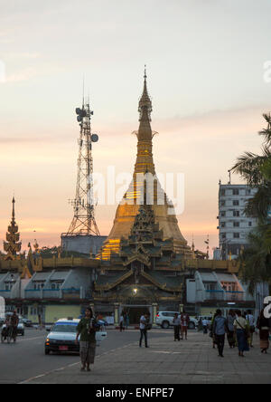 Stupa And Mobile Phone Antenna, Yangon, Myanmar Stock Photo