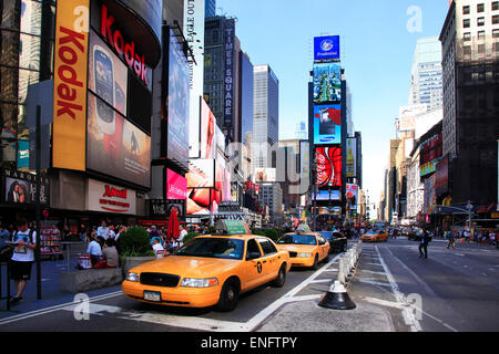 Times Square at night, featured with Broadway Theaters and huge number of LED signs, is a symbol of New York City Stock Photo