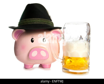 saving money at a beer festival piggy bank cutout Stock Photo