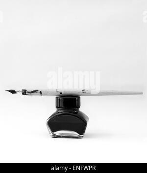 Old pen and ink pot Stock Photo