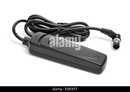 a remote shutter release on a white background Stock Photo