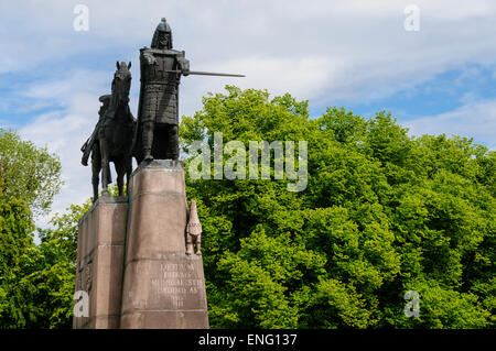 Monument of Grand Duke Gediminas with Horse in Vilnius, Lithuania, Europe Stock Photo