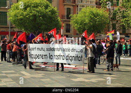 Labour Day street demonstration on 1 May, Palma, Mallorca Island, Spain Stock Photo