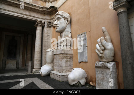 Roman Emperor Constantine I (272-337 AD). Colossal statue at the Capitoline Museums. 4th century. Rome. Italy. Stock Photo