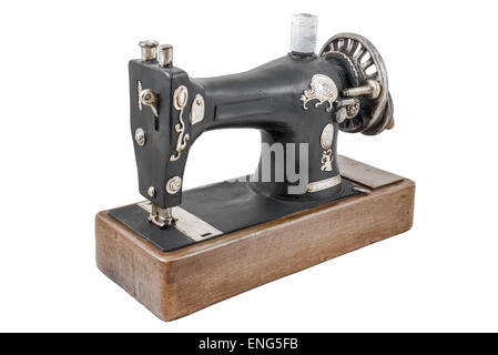 The  model of sewing machine is photographed on a white background Stock Photo