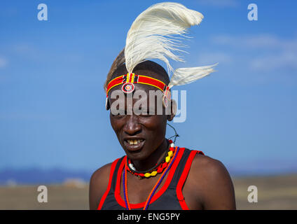 Portrait Of A Turkana Tribesman, Turkana Lake, Loiyangalani, Kenya Stock Photo