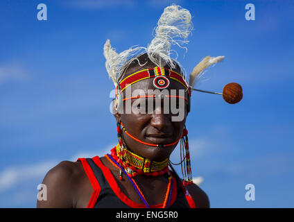 Portrait Of A Turkana Tribesman, Turkana Lake, Loiyangalani, Kenya Stock Photo