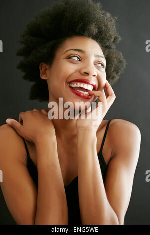 Close up of black woman laughing Stock Photo