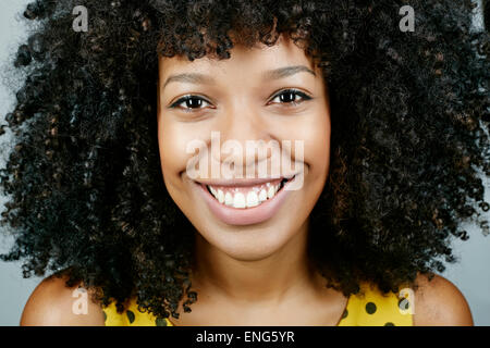 Close up of face of mixed race woman Stock Photo