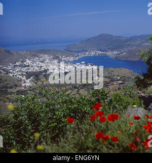 Griechenland, Dodekanes, Insel Patmos, Chora, Skala, Panorama Stock Photo