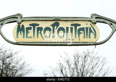 Foreground of a metro signal in  Paris, France Stock Photo