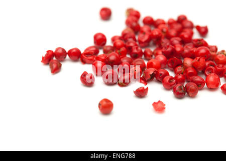 pink peppercorns, dried berries of  Peruvian peppertree Stock Photo