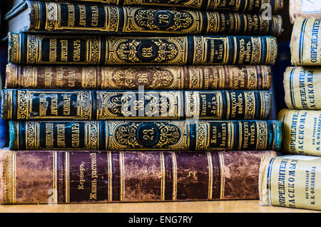 old ancient books in old Prussian language Stock Photo