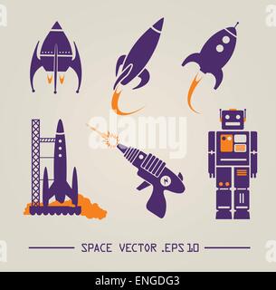 Flat future vintage space designs. Vector Stock Vector