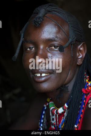 Portrait Of A Maasai Warrior, Nakuru County, Nakuru, Kenya Stock Photo