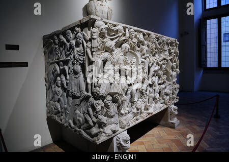 Ludovisi Battle sarcophagus. 3rd century. Roman era. Battle scene between Romans and Goths. Stock Photo