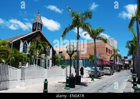 St Martin, Saint Martin, Sint Maarten, Netherlands Antilles, Caribbean: view of the Methodist Church on Front Street, in the center of Philipsburg Stock Photo