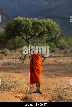 Rendille Blind Tribe Old Man, Marsabit District, Ngurunit, Kenya Stock Photo