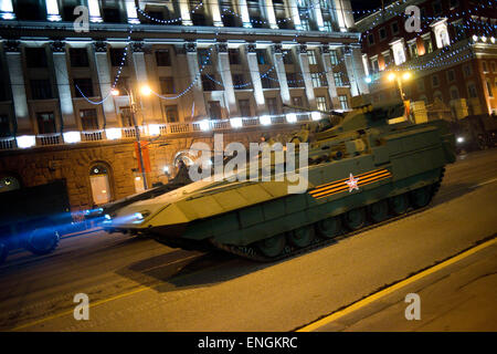 Moscow, Russia. 04th May, 2015. Russian military hardwares including the latest developed T-14 tank participated in the 70th Victory day parade rehearsal. 4th May 2015 © Geovien So/Pacific Press/Alamy Live News Stock Photo