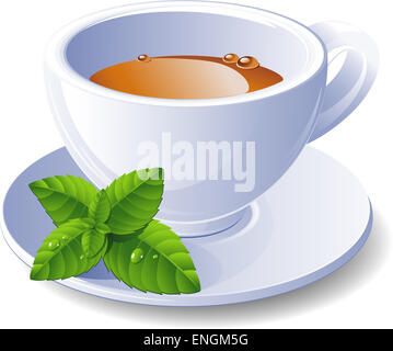 Cup of tea with mint on a white background Stock Photo