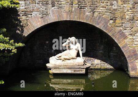 Statue of Sabrina in the Dingle formal gardens in Quarry Park, Shrewsbury, Shropshire, England, UK, Western Europe. Stock Photo