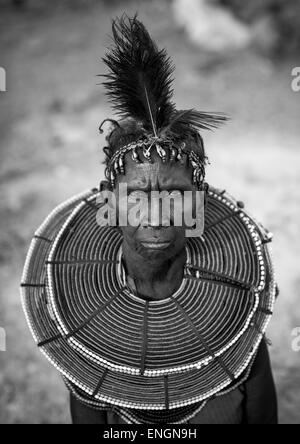 A Pokot Woman Wears Large Necklaces Made From The Stems Of Sedge Grass, Baringo County, Baringo, Kenya Stock Photo