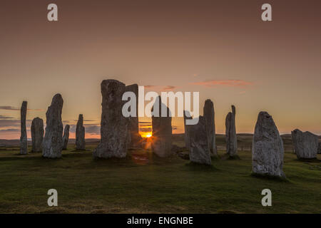 Callanish Stones on the Isle of Lewis at sunset Stock Photo