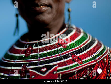 El Molo Tribeswoman Necklace, Turkana Lake, Loiyangalani, Kenya Stock Photo