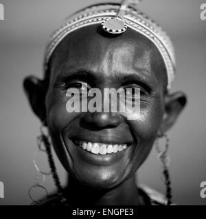 Portrait Of An El Molo Tribeswoman, Turkana Lake, Loiyangalani, Kenya Stock Photo
