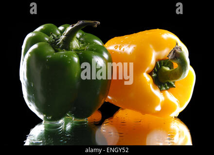 Vegetables Sweet pepper Isolation on a black background Stock Photo