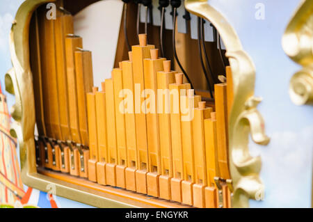 Wooden pipes on an Charles Marenghi & Cie automated pneumatic organ Stock Photo