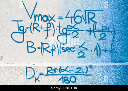Mathematical formulas written on the wall as a background Stock Photo