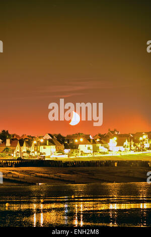 Moonset over Herne bay Stock Photo
