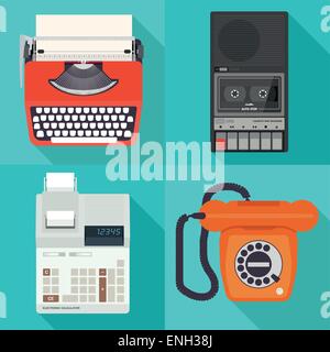 vector 1980's / eighties office equipment Stock Vector