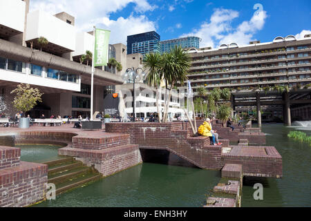 Lakeside Terrace in front of Barbican Center in the Barbican Estate, London, United Kingdom Stock Photo