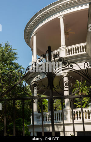 The circular porch at 15 Meeting Street in historic Charleston, SC. Stock Photo