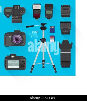 DSLR vector camera set Stock Vector