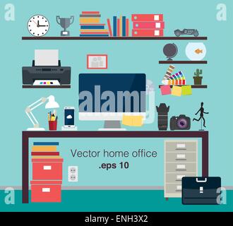 Home office illustrated vector set Stock Vector