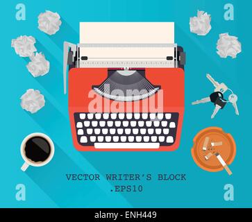 Writers block - vector typewriter set Stock Vector
