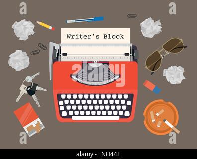 Writers block - vector typewriter set Stock Vector