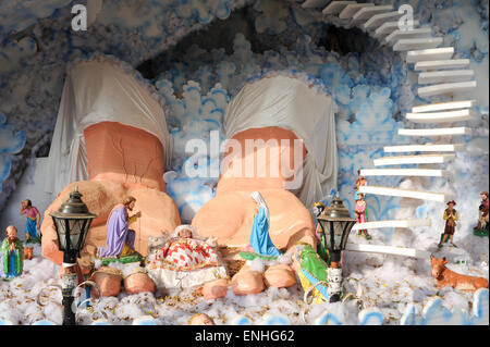 Nativity scene at St. Philomena's Cathedral at Mysore on India Stock Photo