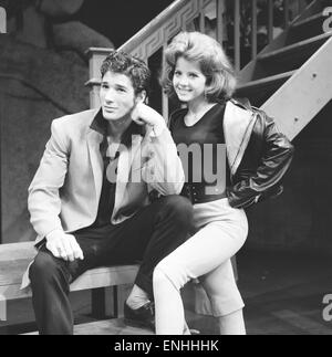 Richard Gere as Danny and Stacey Gregg as Sandi seen here in rehearsal for the musical ' Grease ' 30th June 1973 Stock Photo