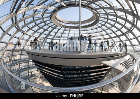 Interior of the cupola, designed by Sir Norman Foster, Reichstag German Parliament building Berlin, Germany Stock Photo