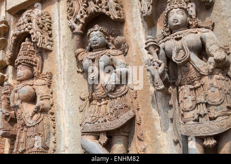 Sculptures and carvings at the Chennakesava Temple in Belur