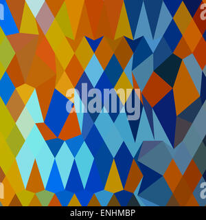 Low polygon style illustration of cerulean blue harvest gold abstract geometric background. Stock Photo