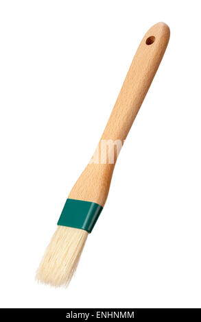 Basting Brush with a Wood Handle. This cooking tool is a cut out, isolated on a white background. Stock Photo