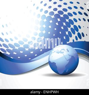 vector wave with blue earth Stock Vector