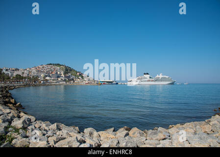 MV Seabourn Soujourn and MV Aegean Odyssey docked at Kusadasi, a frequent stopping point for cruise liners. Stock Photo