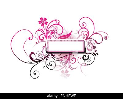 vector text frame panel with florals Stock Vector